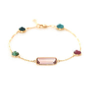 18K Yellow Gold Pink Tourmaline Candy Bracelet
